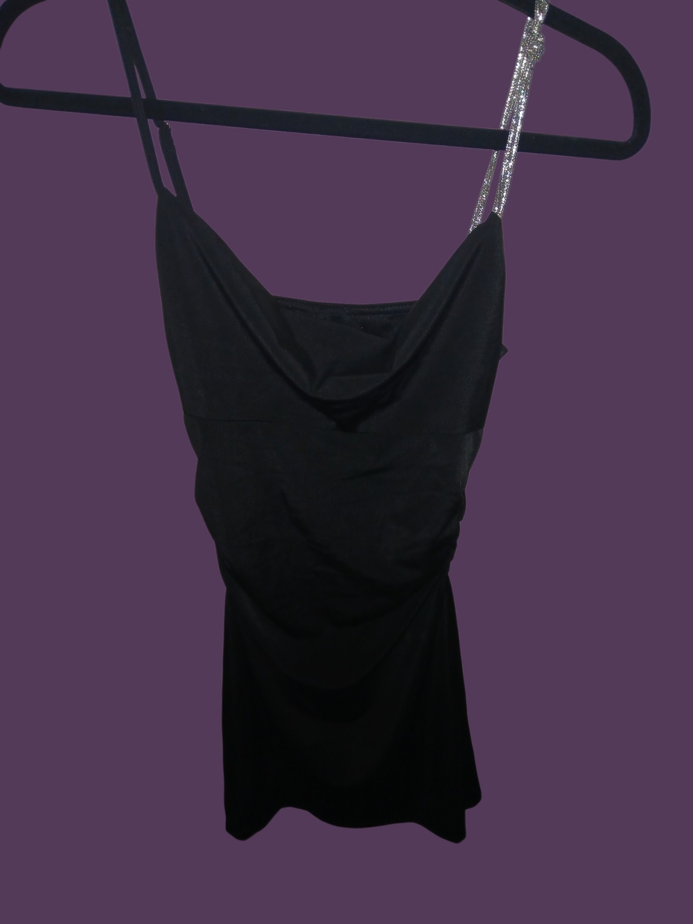 En Saison Black Mini Slip Dress Jeweled Strap - XS